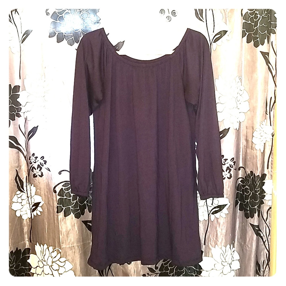 FINAL PRICE - Mark. Purple Tunic/Mini Dress w/ Elastic Boatneck